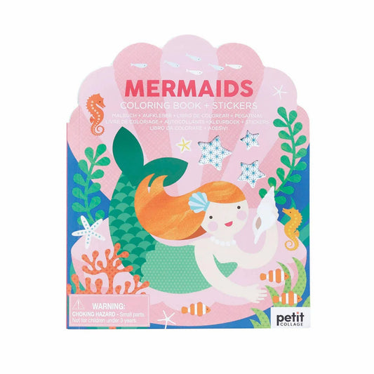 Petit Collage Colouring Book with Sticker - Mermaids