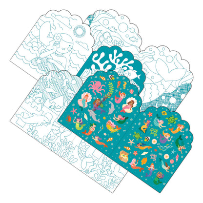 Petit Collage Colouring Book with Sticker - Mermaids
