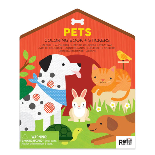 Petit Collage Colouring Book with Sticker-Pets