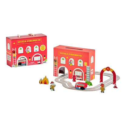 Petit Collage Wind-Up and Go Play Set - Little Firehouse