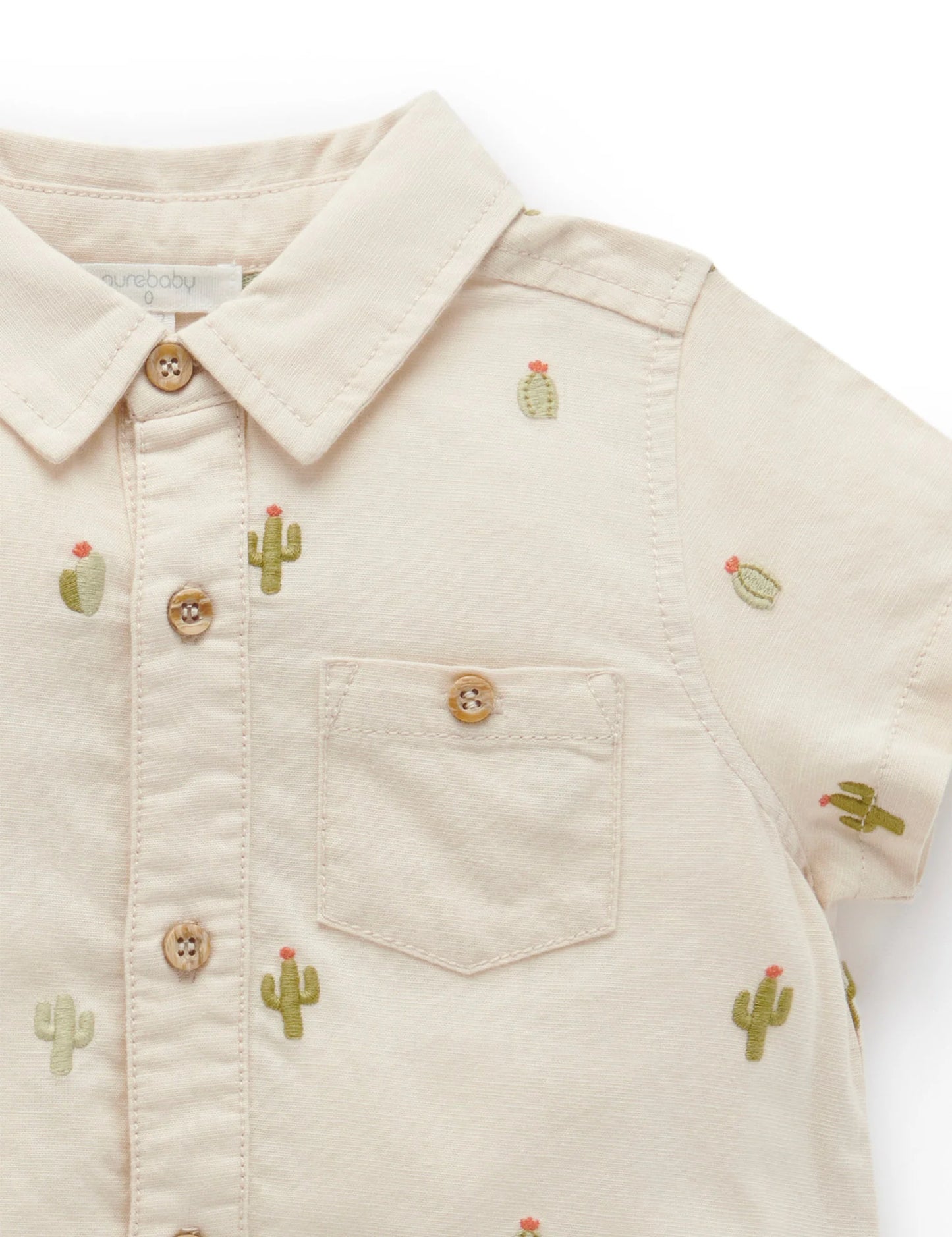 Purebaby Linen Blend Embroidered Shirt