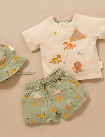Purebaby Hungry Cats Printed Pull On Short