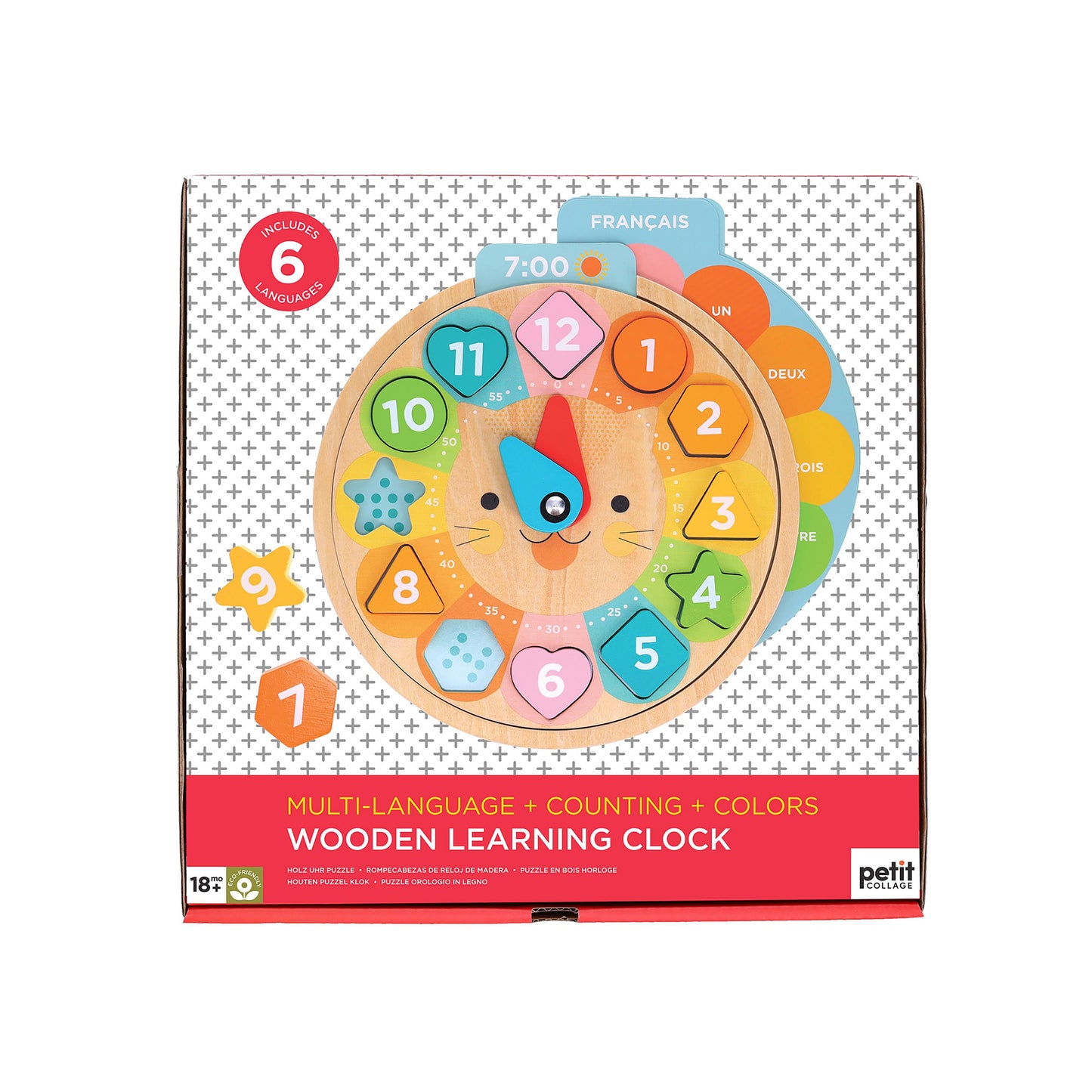 Petit Collage Multi-Language Learning Clock Puzzle